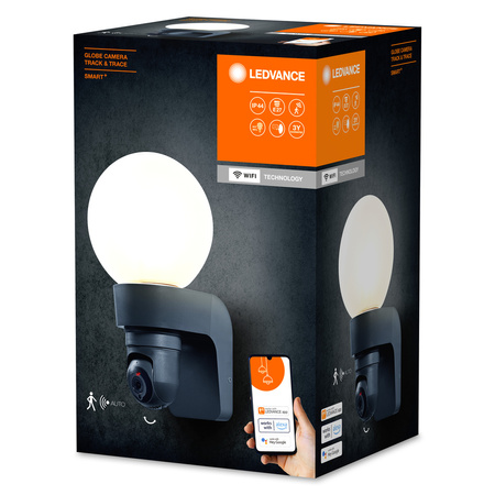 Zahradní lampa E27 Elevační nástěnná lampa IP44 SMART+ WiFi s kamerou a kamerovými globusovými senzory LEDVANCE