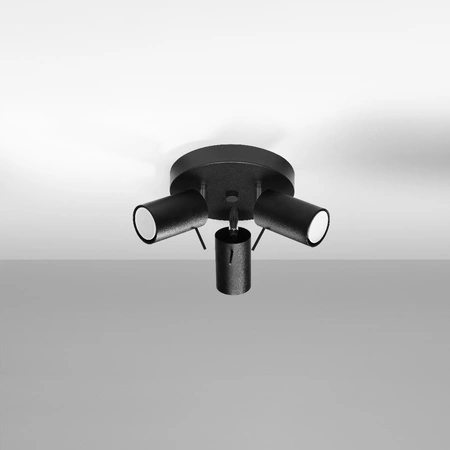 Stropní svítidlo RING 3xGU10 Reflektor Halogenové svítidlo Pohyblivé černé SOLLUX