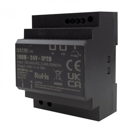 Napájecí zdroj na lištu DIN pro LED pásky 100W 24V 4,16A IP20 PREMIUM Ecolight