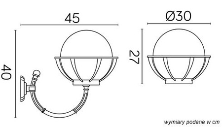 Venkovní zahradní fasádní svítidlo LED NÁSTĚNNÉ SVÍTIDLO Koule s košem 250 K 3012/1/KPO 250 E27 Su-Ma
