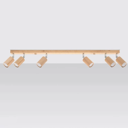 Stropní svítidlo BERG 6xGU10 Reflektor Halogenové svítidlo Pohyblivé 120cm Přírodní dřevo SOLLUX