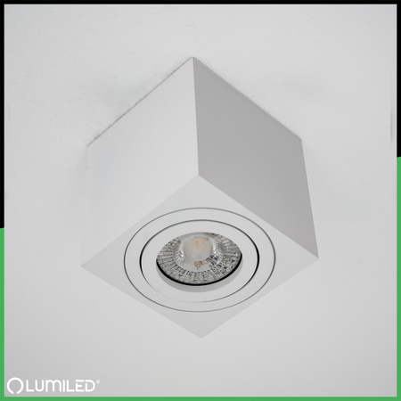 Povrchové Halogenové svítidlo GU10, SPOT TUBA 84mm Nastavitelná Čtvercová Bílá AMAT-M LUMILED