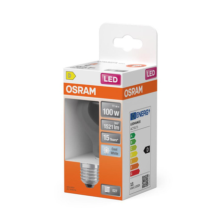 LED žárovka E27 A60 11W = 100W 1521lm 4000K Neutrální bila 300° vlákno OSRAM STAR
