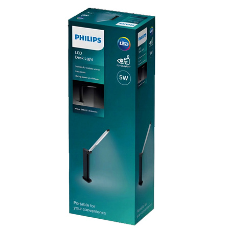 Stolní lampa LED AMBER 5W 4000K stmívatelná USB černá PHILIPS