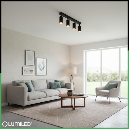 Reflektorové stropní svítidlo 4x GU10 ELIGIS Black LUMILED