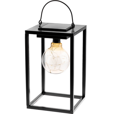 LED solární lampa Venkovní zahradní stojací závěsná lucerna 3000K IP44 26cm soumrakový senzor