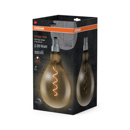 LED žárovka E27 A60 4W = 28W 300lm 2000K Teplá bílá 300° OSRAM Vintage 1906 Filament Stmívatelné