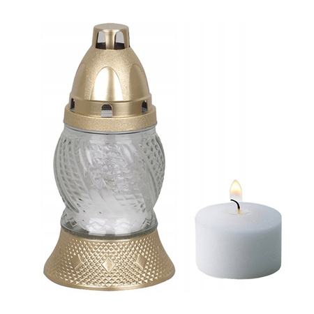 15x Skleněná svíčka s 8hodinovou vložkou. celoroční na hrob. 16 cm