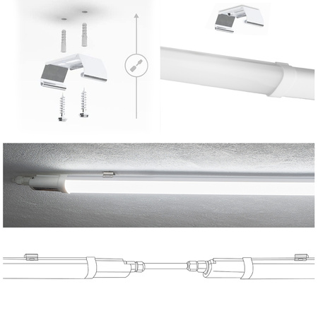 Vodotěsné LED dílenské světlo 120cm garážové světlo 36W 4000K vodotěsné RAY LUMILED