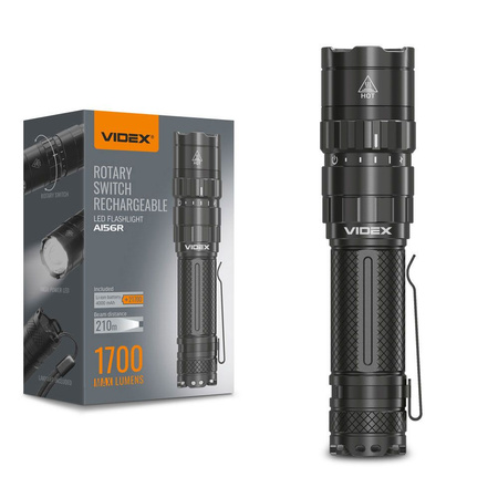 Dobíjecí LED ruční svítilna 20W 1700lm 5 režimů USB-C Vodotěsné IP68 Videx
