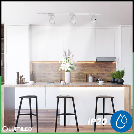 Osvětlovací lišta 1.5m + 3x reflektor lištový, GU10 AR111 Bílá VICTUS LUMILED