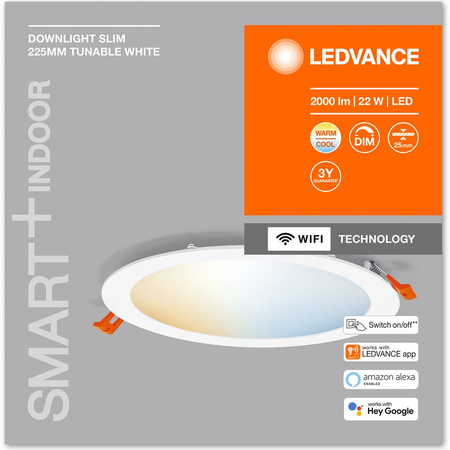LED DOWNLIGHT 22W 2000lm CCT 22,5cm SMART+ WIFI LEDVANCE panelové svítidlo pro zápustnou montáž