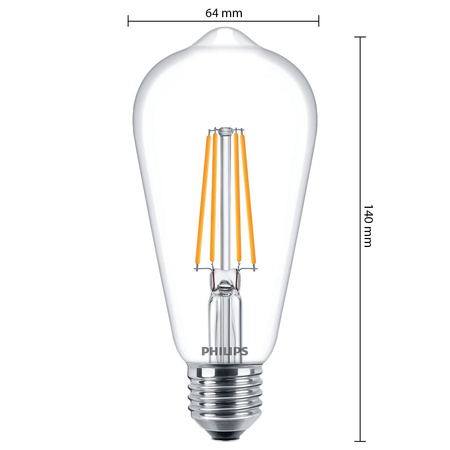 LED žárovka Edison E27 ST64 7W = 60W 806lm 2700K Teplá bílá vlákno PHILIPS