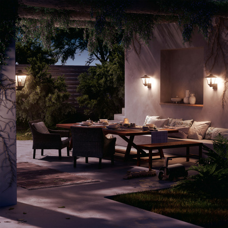 Zahradní nástěnná lampa Venkovní lucerna E27 IP44 černá Kinno Philips