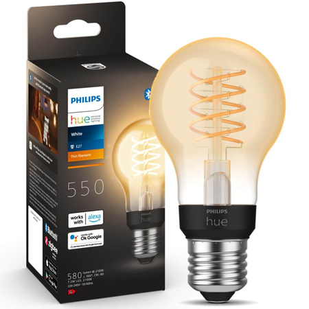 LED žárovka E27 A60 7W 2100K Warm Filament PHILIPS HUE White Bluetooth Zigbee