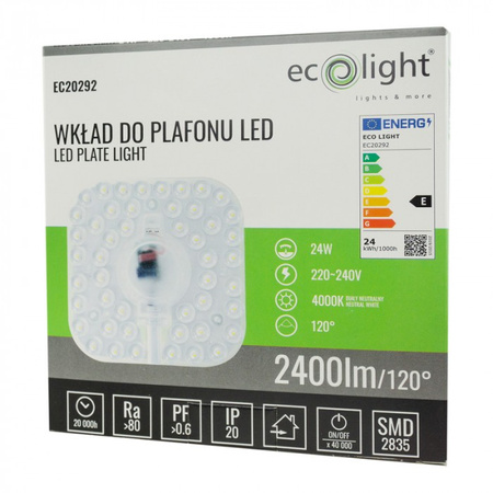 Náplň LED modulu pro panelovou lampu Plafond 24W 4000K neutrální barva 2400lm Ecolight