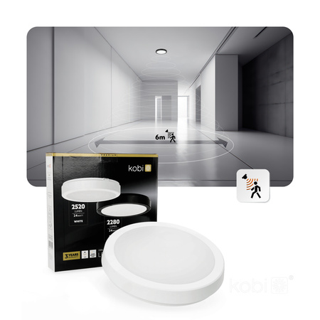 LED stropní svítidlo do koupelny Povrchová montáž 24W 2520lm 4000K 120° bílá IP65 Nairos Kobi