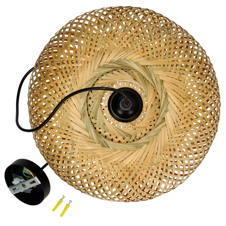 Bambusová dekorativní závěsná lampa E27 Boho Baku Kobi