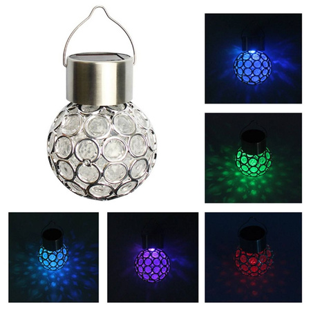LED solární zahradní lampa KULA Sádra 8cm LED RGB závěsná Volteno
