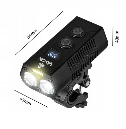 Svítilna LED Cyklistická svítilna Držák USB-C Světlo 10 režimů 750lm IP65 Funkce Powerbanka VAYOX