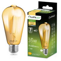 LED žárovka E27 ST64 4W = 35W 440lm 2000K Warm 360° Filament LUMILED