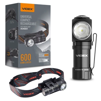 LED dobíjecí vodotěsná čelová svítilna 10W 600lm 5700K A055H VIDEX