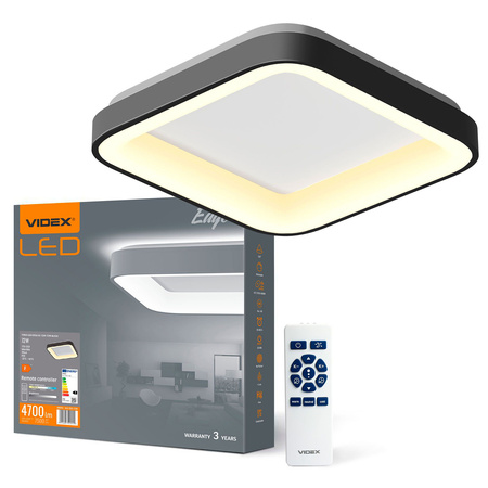 Plafond LED stropní svítidlo pro povrchovou montáž 72W 7500lm 2700-6000K CCT černá Stmívatelné + dálkové ovládání EDGE Videx