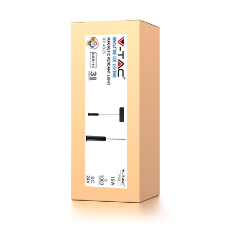 LED pásový reflektor 15W 3000K Černý magnetický systém 24V VT-4315 V-TAC