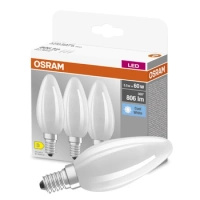 3x LED žárovka E14 B35 5.5W = 60W 806lm 4000K Neutrální bila 300° vlákno OSRAM BASE