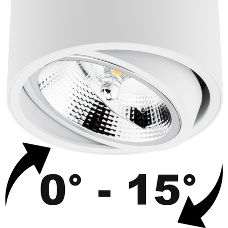 Povrchové Halogenové svítidlo, TUBA SPOT Kovová Bílá 10cm + LED GU10 ES111 15W COB 3000K LUMILED