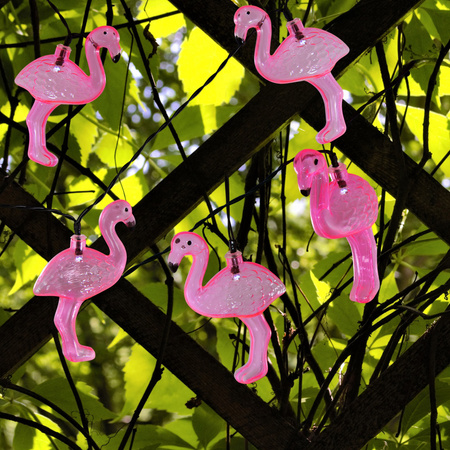 DEKORATIVNÍ zahradní SOLÁRNÍ VĚNA 10 růžových plameňáků 6500K GOLDLUX (Polux)