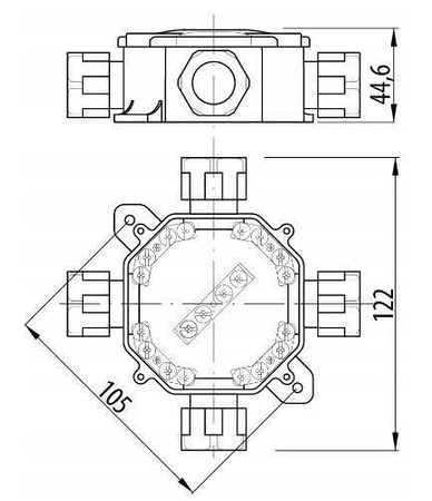 Hermetická instalační krabice pro povrchovou montáž PG16 75x75x33mm Splitter s tlumivkami Šedá PAWBOL