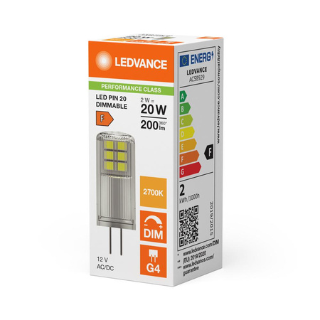 LED žárovka G4 2W = 20W 200lm 2700K teplá bílá 320° 12V stmívatelná Ledvance