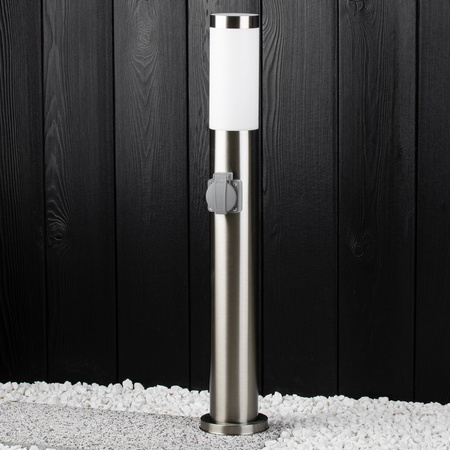 Venkovní zahradní lampa E27 SILVER SLOUP 65cm se zásuvkou 230V