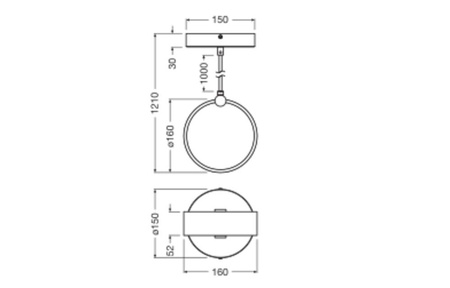 Dekorativní stropní závěsné světlo LED 8W 370lm 3000K - 4200K - 6500 K CCT Overhang Black Decor Ledvance