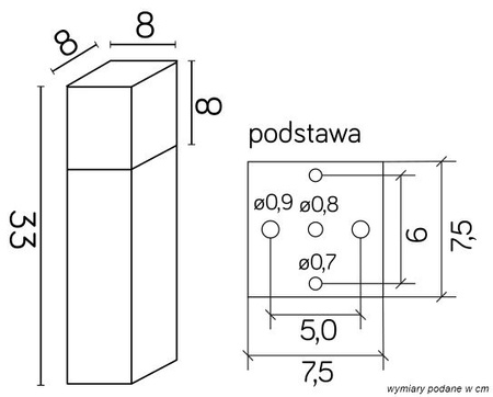 Venkovní stojací zahradní lampa POST Cube CB-330 BL E27 33cm Su-Ma