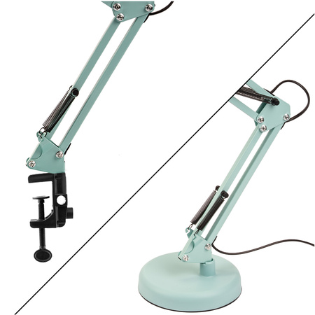 Stolní kreslící lampa E27 TOBI Pastelově modrá Lumiled + držák na desku