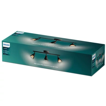 Stropní bodové svítidlo pro povrchovou montáž 3x GU10 Black Cleft Philips