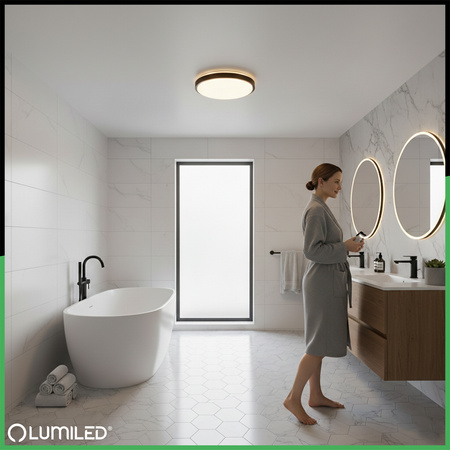 LED stropní plafon 2x E27 DUALIO kulatý IP44 30cm LUMILED