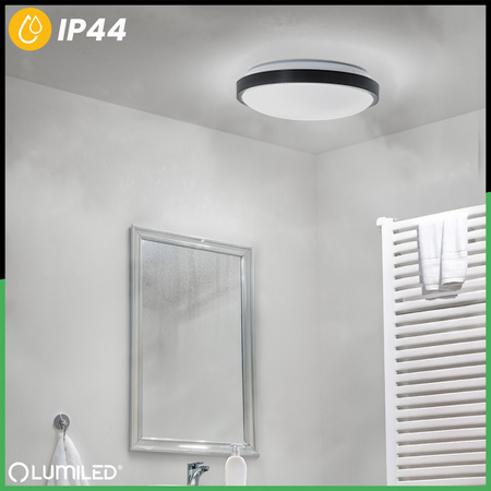 LED stropní plafon 2x E27 DUALIO kulatý IP44 30cm LUMILED