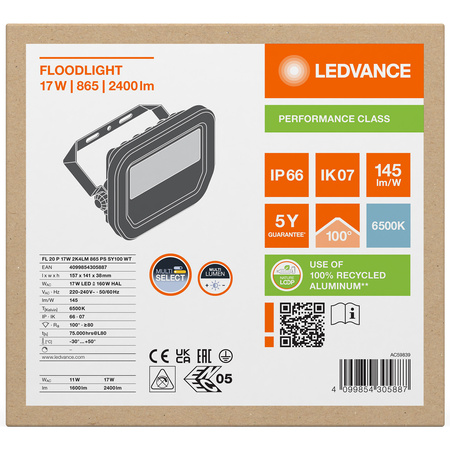 LED reflektor 17W 2400lm 6500K IP66 bílý LEDVANCE reflektor