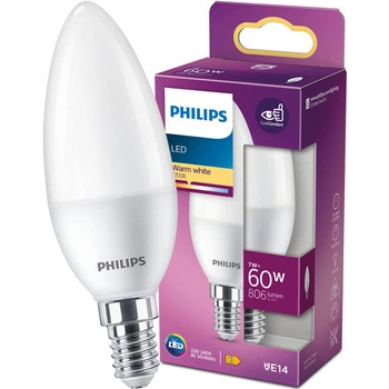 LED žárovka E14 B35 7W = 60W 806lm 2700K Teplá bílá PHILIPS