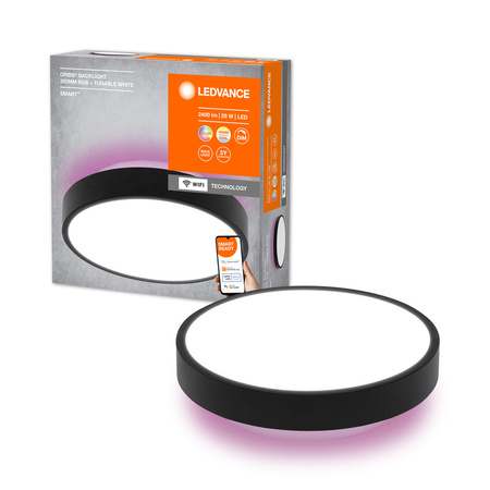 LED stropní svítidlo ORBIS BACKLIGHT 28W 2400lm RGB CCT 35cm SMART+ WIFI LEDVANCE černá