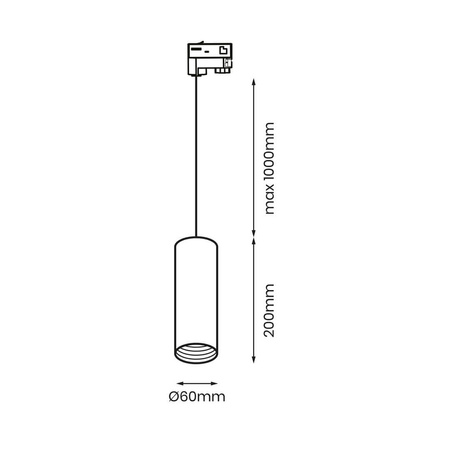 GU10 Bílá trubka 3fázový převis pro přípojnici Pipe Track Eko-Light