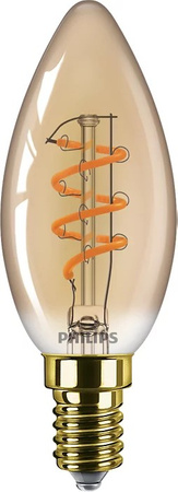 LED žárovka na svíčku E14 B35 3W = 25W 250lm 2200K Teplá bílá vlákno jantarové PHILIPS Stmívatelné