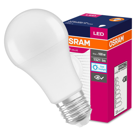 LED žárovka E27 A60 13W = 100W 1521lm 6500K Studená bílá 200° OSRAM