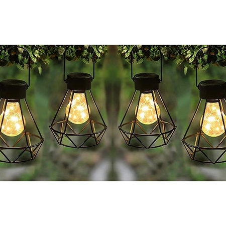 LED solární závěsná venkovní zahradní lucerna 3000K IP44 Dusk Sensor