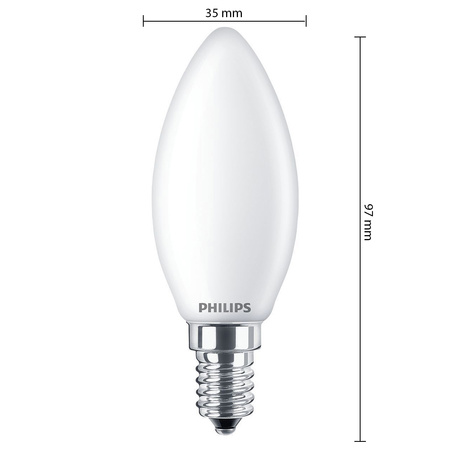 LED žárovka na svíčku E14 B35 6.5W = 60W 806lm 2700K Teplá bílá vlákno mléčné PHILIPS