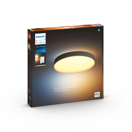 LED stropní světlo Enrave Black 48W 55cm CCT PHILIPS HUE Bluetooth + stmívač