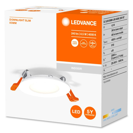 LED panelové vestavné stropní svítidlo DOWNLIGHT SLIM 4.5W 240lm 4000K Neutrální bila 8.5cm LEDVANCE